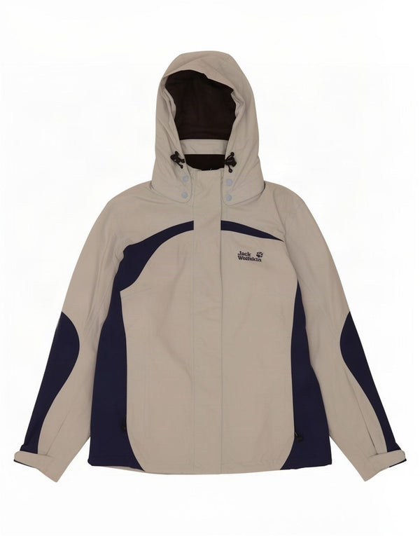 Jack Wolfskin Γυναικείο μπουφάν βροχής με κουκούλα UK 14 Medium Blue Colourblock
