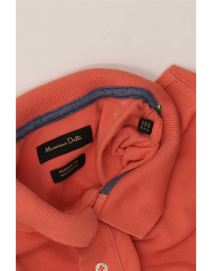 Massimo Dutti ανδρικό μπλουζάκι πόλο με κανονική εφαρμογή XL πορτοκαλί
