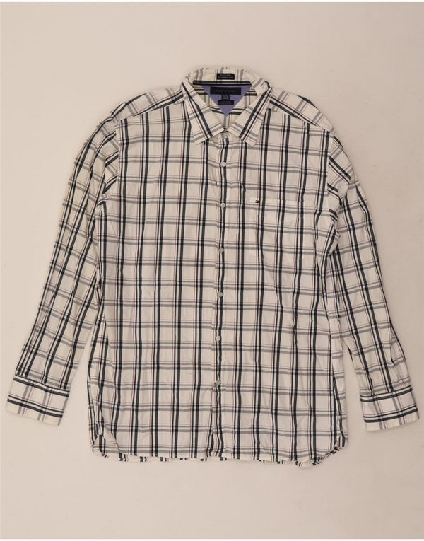 Ανδρικό πουκάμισο Tommy Hilfiger Custom Fit, μέγεθος 17 1/2 18 XL White Check Cotton