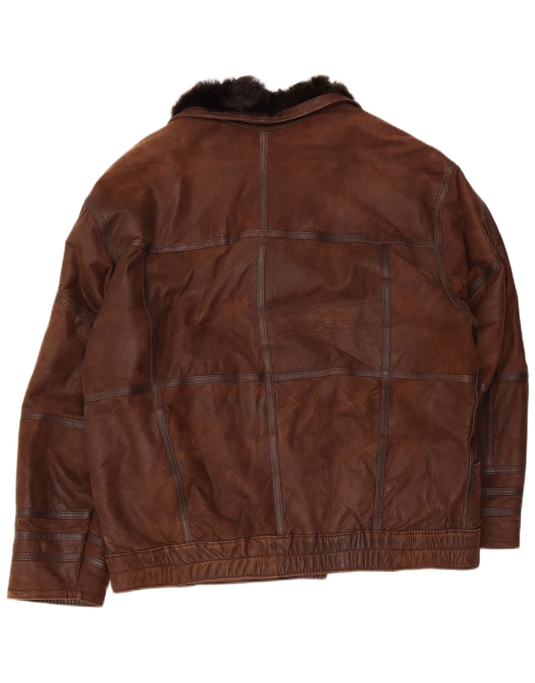 Vintage Ανδρικό Shearling Jacket UK 40 Large Brown Patchwork