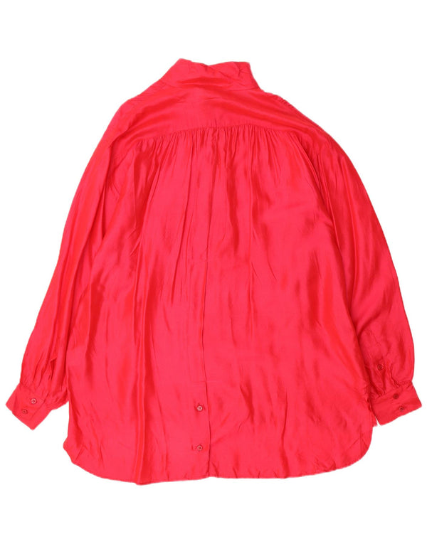 Vintage γυναικείο πουκάμισο oversized φόρεμα EU 44 XL Pink Silk