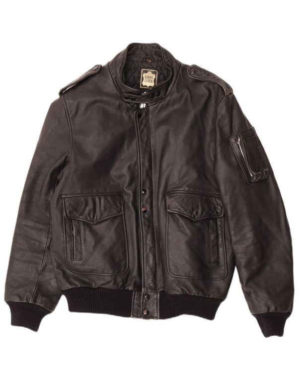 Ανδρικό δερμάτινο τζάκετ VINTAGE Military IT 54 2XL Μαύρο Δερμάτινο