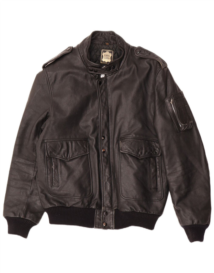 Ανδρικό δερμάτινο τζάκετ VINTAGE Military IT 54 2XL Μαύρο Δερμάτινο