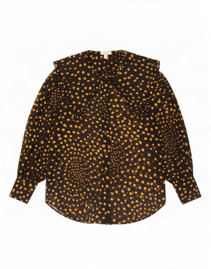 Topshop Γυναικείο πουκάμισο Oversized Μπλούζα UK 10 Small Black Spotted Polyester