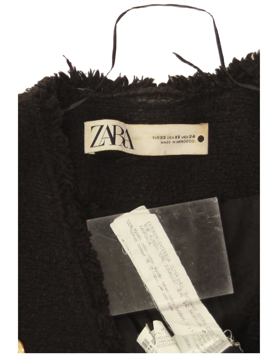 Zara Γυναικείο σακάκι Blazer με διπλό στήθος UK 6 XS μαύρο βαμβακερό