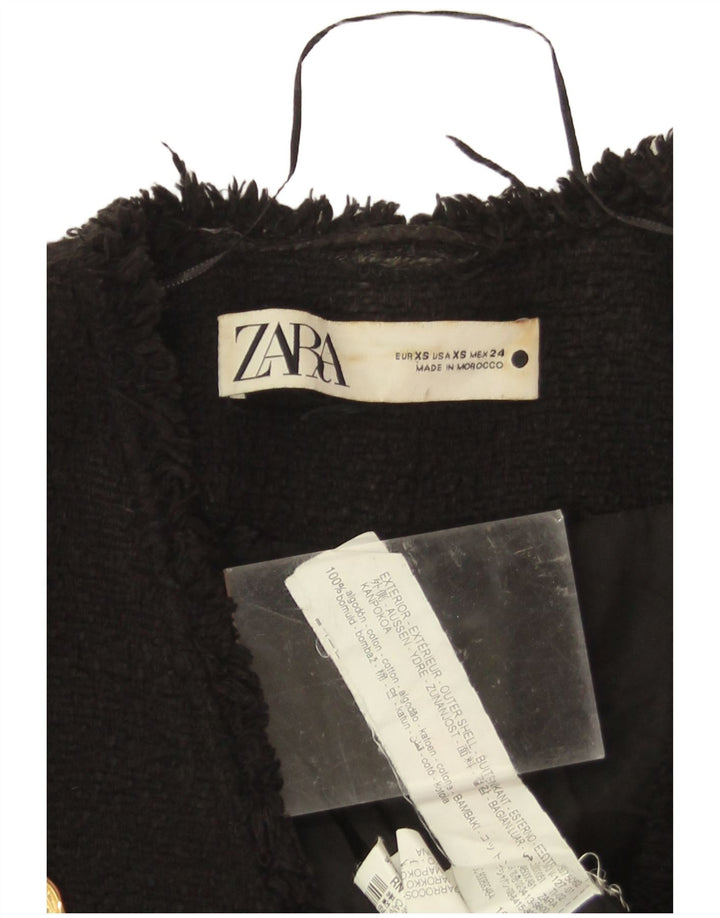 Zara Γυναικείο σακάκι Blazer με διπλό στήθος UK 6 XS μαύρο βαμβακερό