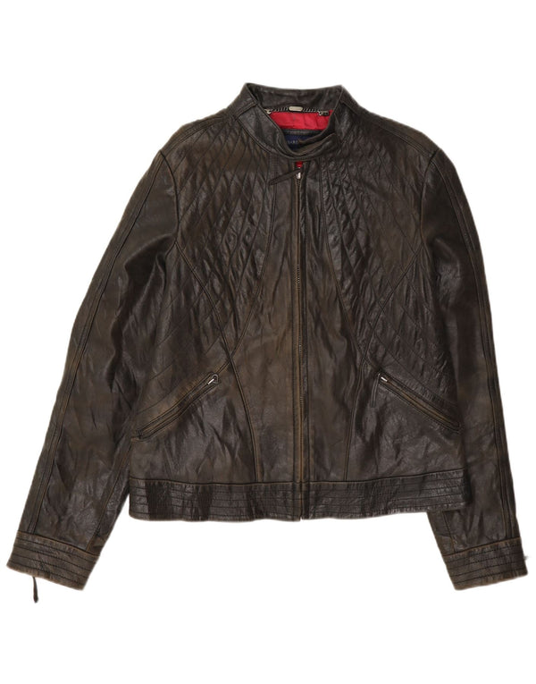 Trussardi Γυναικείο Biker Δερμάτινο Μπουφάν UK 14 Μεσαίο Καφέ
