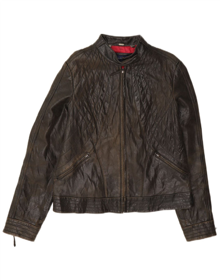 Trussardi Γυναικείο Biker Δερμάτινο Μπουφάν UK 14 Μεσαίο Καφέ