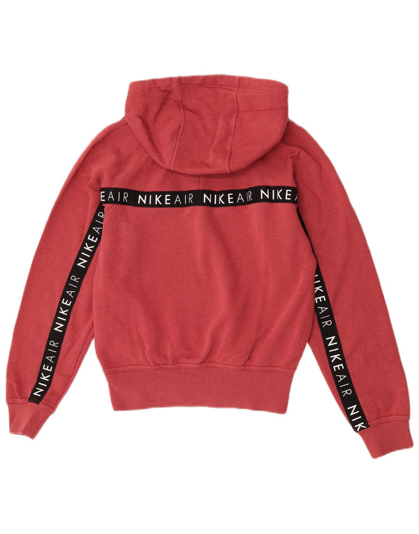 Nike Γυναικείο γραφικό υπερμεγέθου Hoodie Jumper UK 6 XS Κόκκινο βαμβακερό μπλοκ