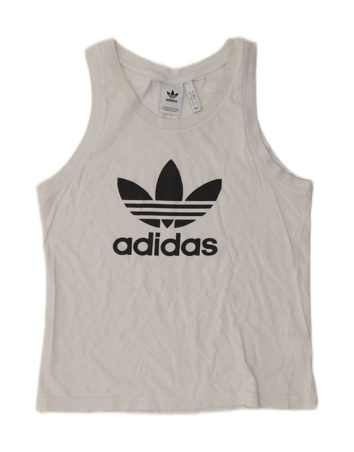 Γυναικείο γραφικό γιλέκο Adidas Top UK 10 Small λευκό βαμβακερό