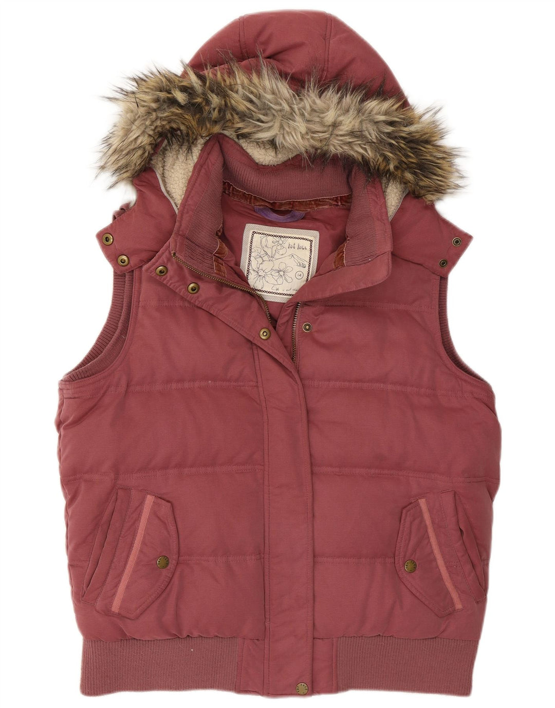 Fat Face Γυναικεία κουκούλα με επένδυση Gilet UK 14 Μεγάλος πολυεστέρας μπορντό