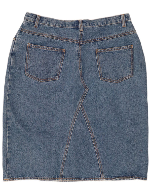 VINTAGE Γυναικεία Ψηλόμεση Τζιν Φούστα UK 18 XL W32 Μπλε