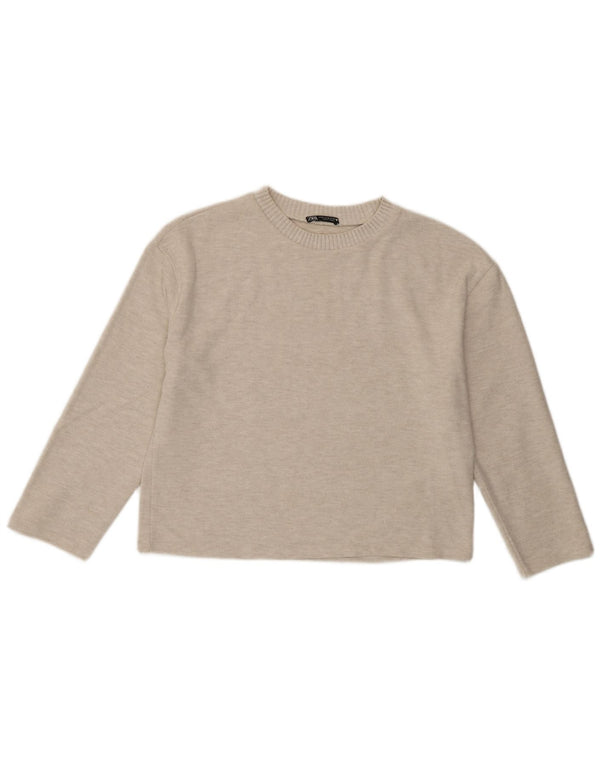 Zara Γυναικεία Μπλούζα Τοπ UK 14 Medium Beige Polyester