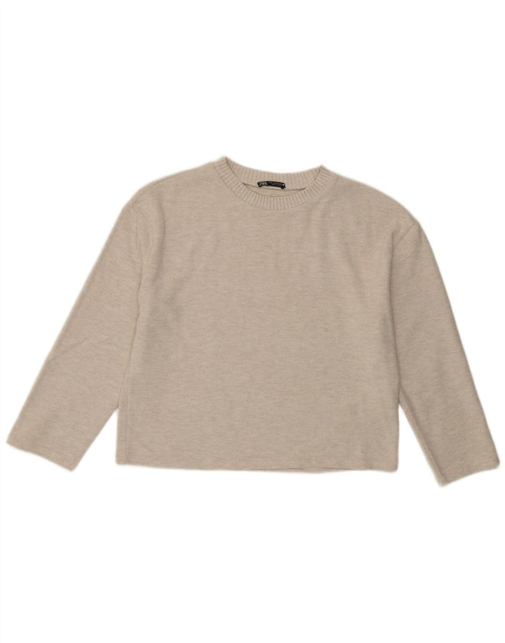 Zara Γυναικεία Μπλούζα Τοπ UK 14 Medium Beige Polyester