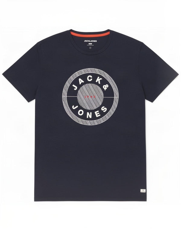 Jack & Jones Mens Slim Fit Graphic T-shirt Top 2XL Navy Blue Cotton