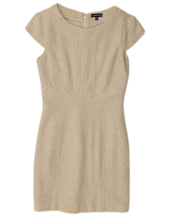 Γυναικείο φόρεμα αποθήκης UK 8 Small Beige Flecked Wool