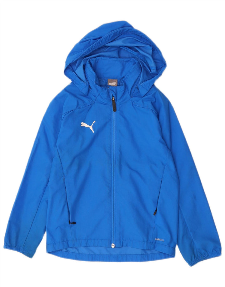 Puma Boys Hooded Rain Jacket 7-8 Years Blue Polyester