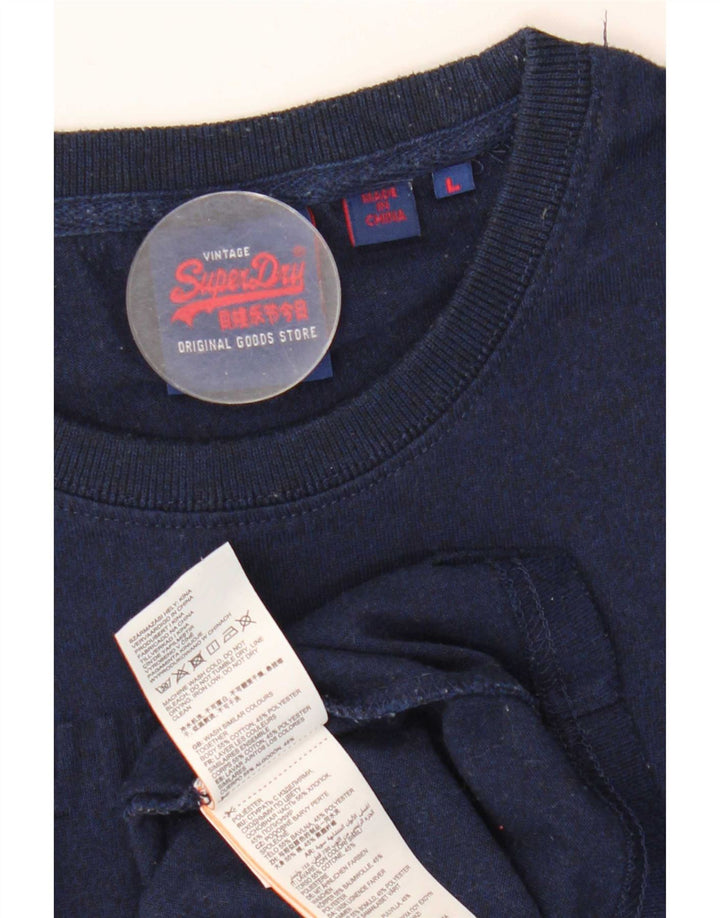 Ανδρικό γραφικό T-Shirt Superdry Top Large Navy Blue από βαμβάκι