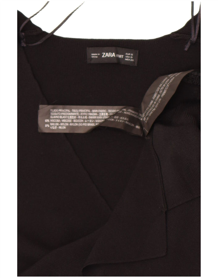Zara Γυναικείο τοπ μακρυμάνικο UK 10 Small Black Viscose