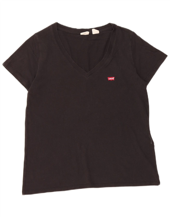 Γυναικείο T-Shirt Levi's Top UK 14 μεσαίο μαύρο βαμβακερό