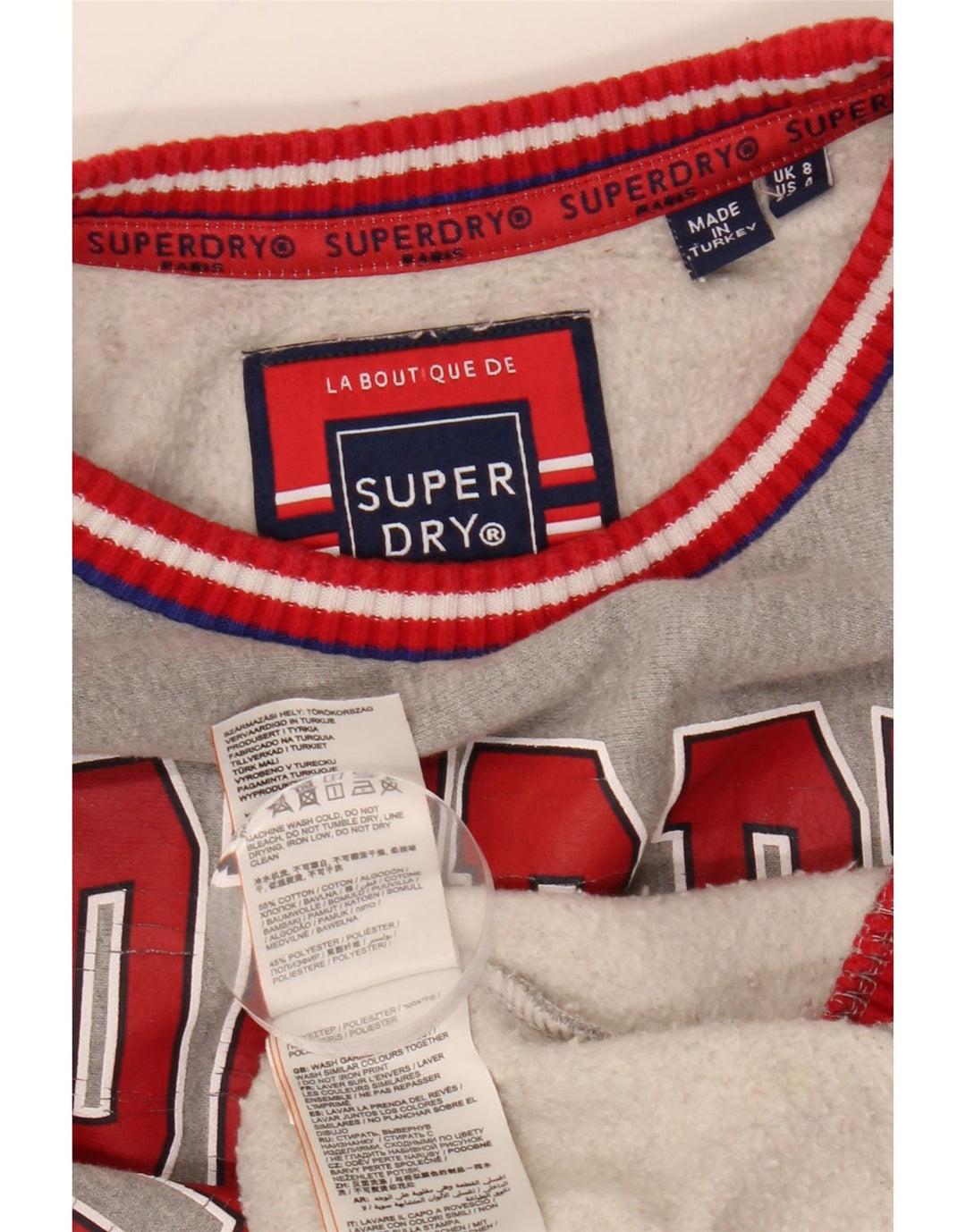 Γυναικείο γραφικό φούτερ SUPERDRY Jumper UK 8 Small Grey Colourblock