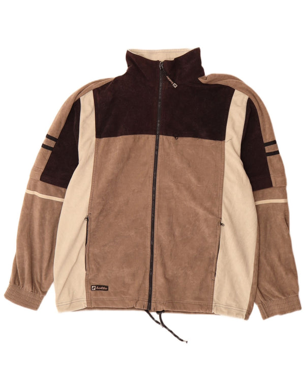 Ανδρικό μπουφάν Lotto Fleece UK 42/44 XL Brown Colourblock Πολυεστέρας