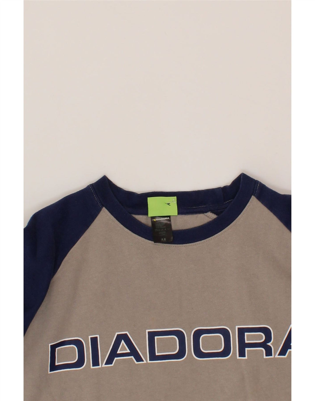 DIADORA Boys Sweatshirt Jumper 15-16 Years Medium  Grey Colourblock Vintage Diadora and Second-Hand Diadora from Messina Hembry 