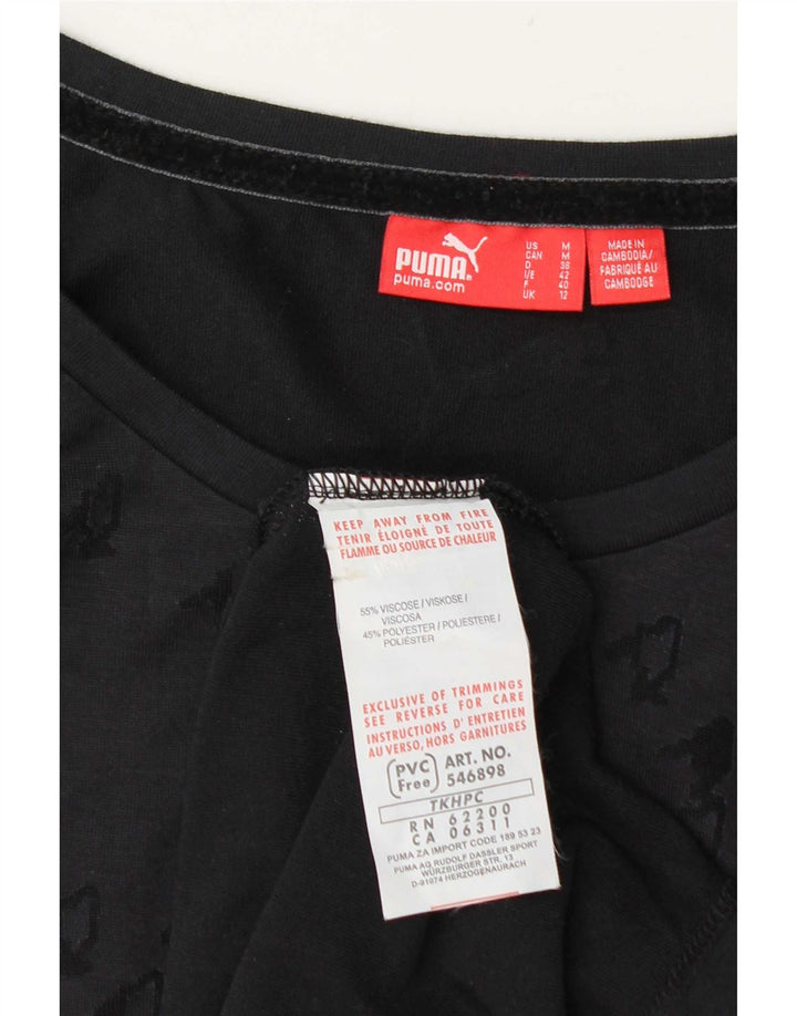 Puma Womens See Through Top UK 12 Medium Navy Blue Γεωμετρική Βισκόζη