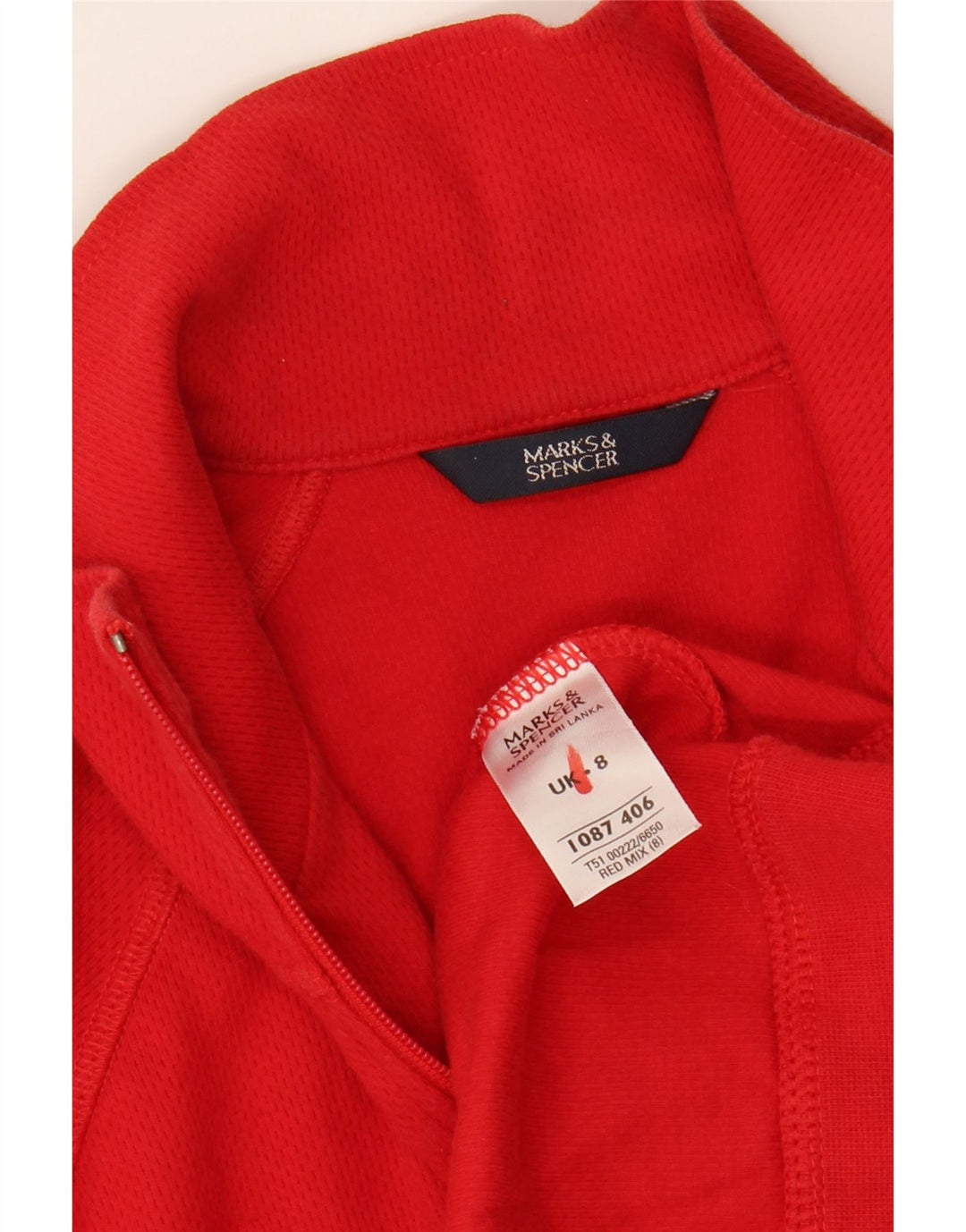 MARKS & SPENCER Womens Tracksuit Top Jacket UK 8 Small Red Cotton Vintage Marks & Spencer and Second-Hand Marks & Spencer from Messina Hembry 