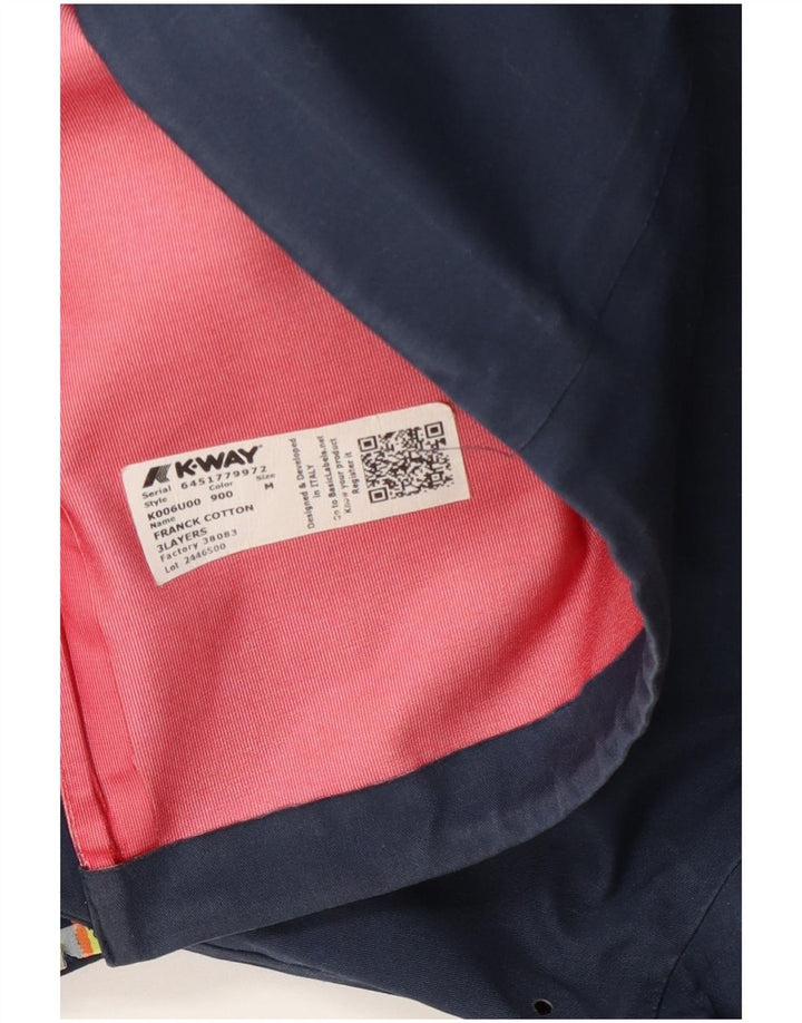 K-Way Ανδρικό μπουφάν βροχής με κουκούλα UK 38 Medium Navy Blue Cotton