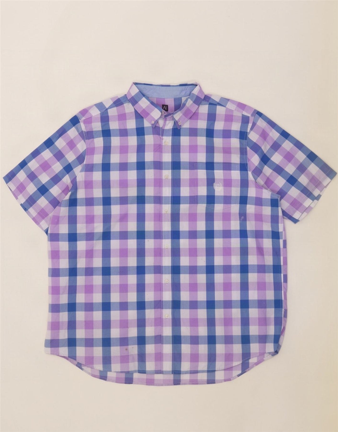 Chaps Mens Easy Care κοντομάνικο πουκάμισο 2XL μπλε βαμβακερό Gingham