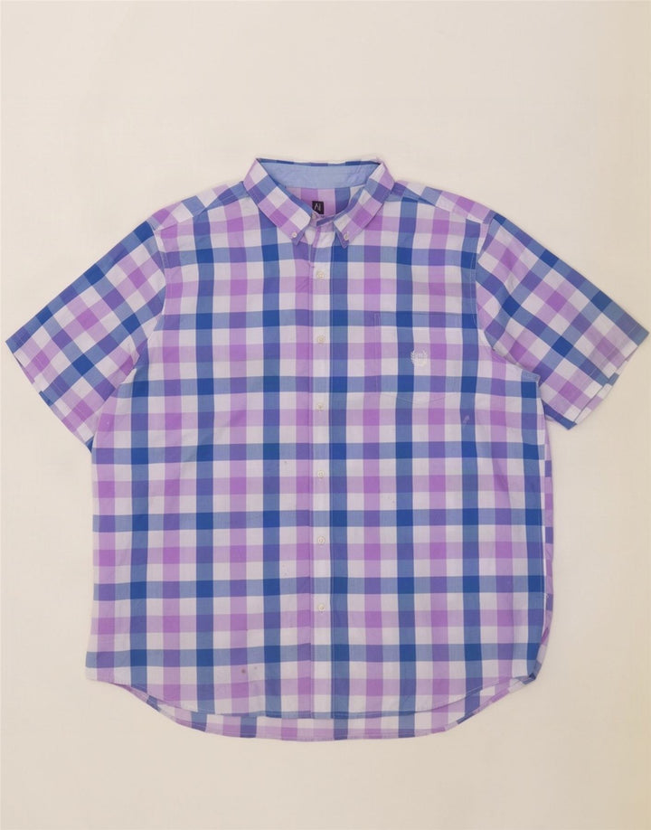 Chaps Mens Easy Care κοντομάνικο πουκάμισο 2XL μπλε βαμβακερό Gingham