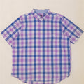 Chaps Mens Easy Care κοντομάνικο πουκάμισο 2XL μπλε βαμβακερό Gingham