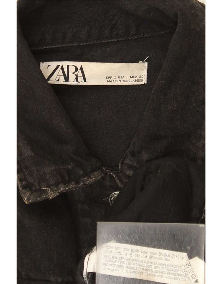 Zara Γυναικείο Τζιν Μπουφάν UK 16 μεγάλο μαύρο βαμβακερό