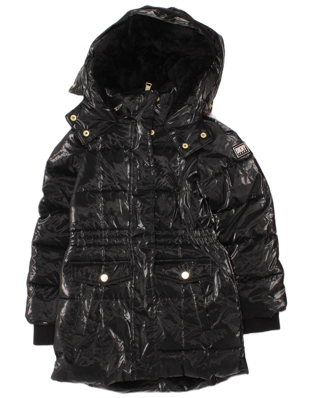 Dkny Girls Hooded Podded Coat 3-4 Years Black Polyamide