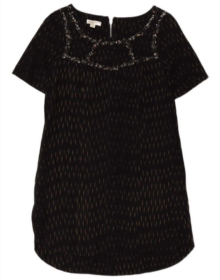 Γυναικείο φόρεμα Monsoon Shift UK 12 Βαμβακερό μέτριο μαύρο στίγμα