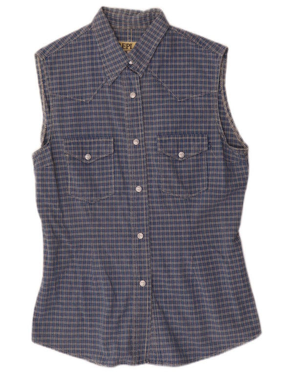 Replay γυναικείο αμάνικο πουκάμισο UK 18 XL Blue Check Cotton