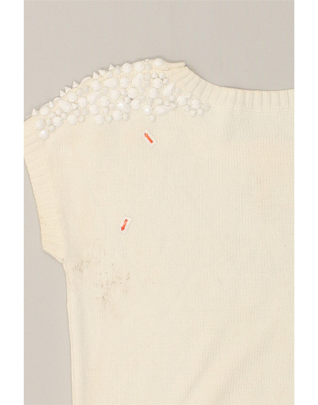 GUESS Womens Short Sleeve Crew Neck Jumper Sweater UK 6 XS White Cotton | Vintage Guess | Thrift | Second-Hand Guess | Used Clothing | Messina Hembry 