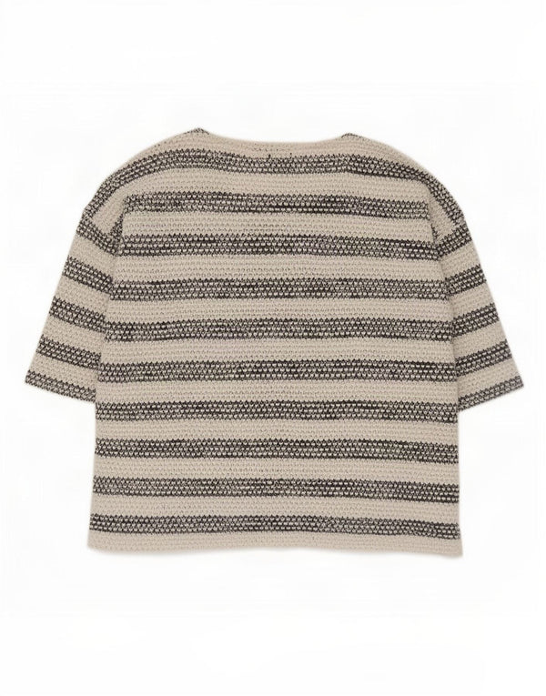 Marks & Spencer Γυναικείο μανίκι 3/4 UK 22 3XL μπεζ ριγέ βαμβακερό