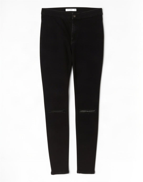 Topshop Womens Joni Crop Distressed Skinny Jeans W30 L26 Black Cotton