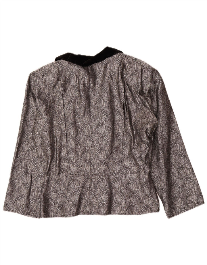 Vintage Γυναικεία Ζακέτα Top IT 42 Medium Silver Paisley Silk