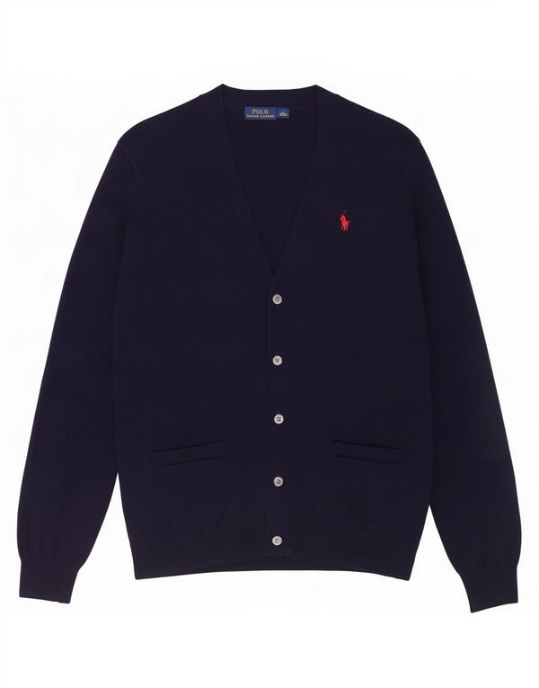 Polo Ralph Lauren Γυναικεία ζακέτα πουλόβερ UK 14 Medium Navy Blue από βαμβάκι