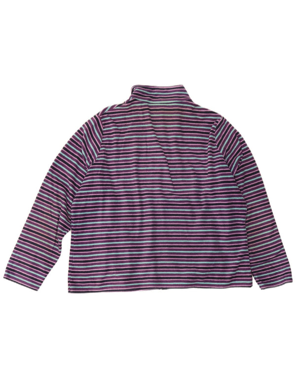 Marks & Spencer Γυναικείο Fleece Jacket UK 22 2XL Μωβ ριγέ πολυεστέρας