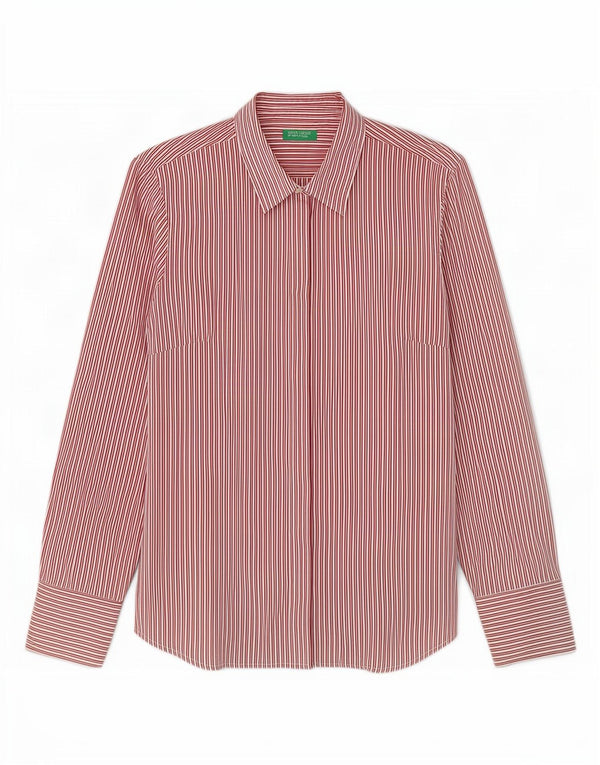 Γυναικείο πουκάμισο Benetton UK 14 Large Red Pinstripe