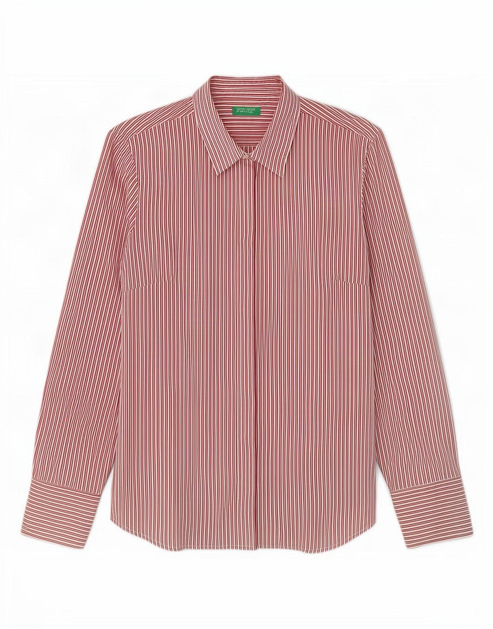 Γυναικείο πουκάμισο Benetton UK 14 Large Red Pinstripe
