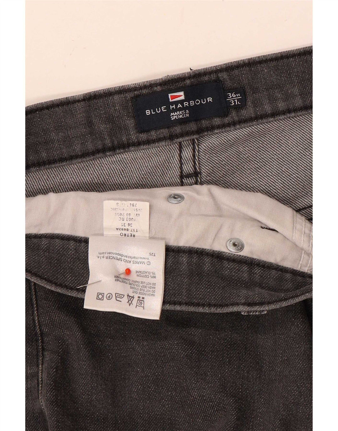 Marks & Spencer Ανδρικό Τζιν Μπλε Harbor Straight W36 L31 Γκρι βαμβακερό