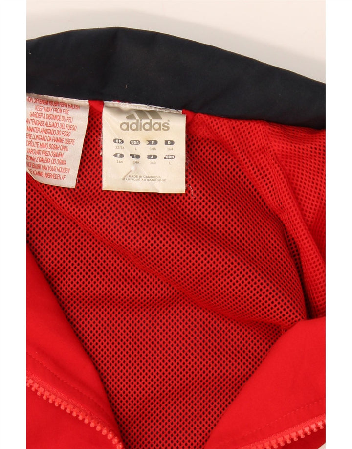 ADIDAS Boys Tracksuit Top Jacket 13-14 Years Red Colourblock Polyester Vintage Adidas and Second-Hand Adidas from Messina Hembry 