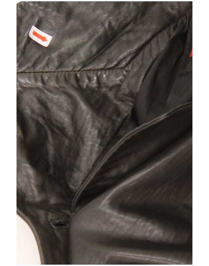 Γυναικείο δερμάτινο μπουφάν UK 18 XL Μαύρο Δερμάτινο με 3 κουμπιά MAURITIUS