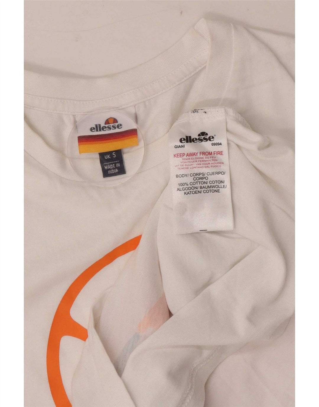 Ellesse Ανδρικό γραφικό T-Shirt Top Μικρό λευκό βαμβακερό