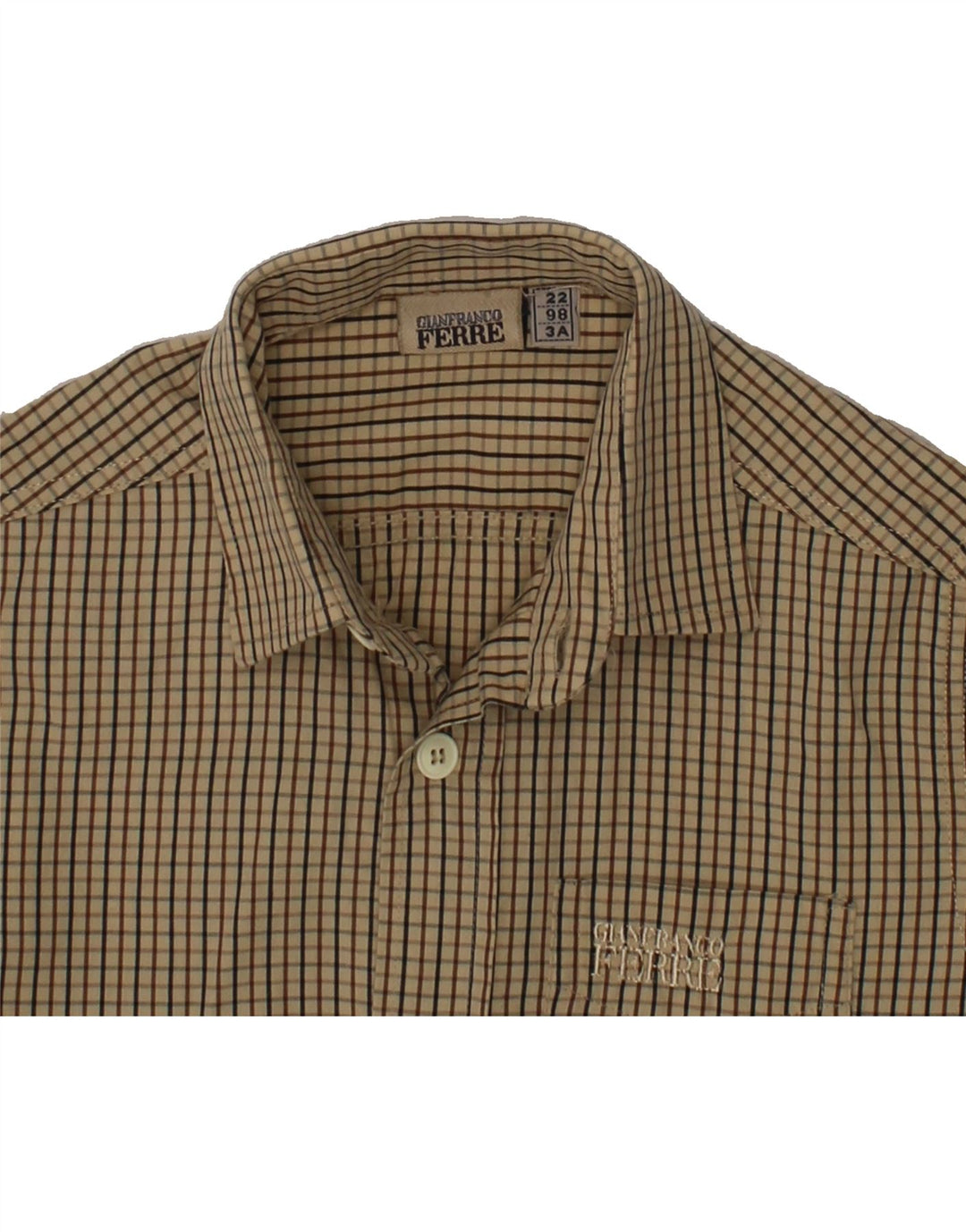 GIANFRANCO FERRE Boys Shirt 2-3 Years Beige Check Vintage Gianfranco Ferre and Second-Hand Gianfranco Ferre from Messina Hembry 